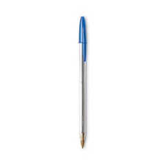BIC® Cristal Xtra Smooth Ballpoint Pen, Stick, Medium 1 mm, Blue Ink, Clear Barrel, Dozen