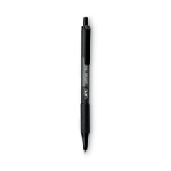 BIC® Soft Feel Ballpoint Pen, Retractable, Fine 0.8 mm, Black Ink, Black Barrel, Dozen