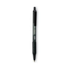BIC® Soft Feel Ballpoint Pen, Retractable, Medium 1 mm, Black Ink, Black Barrel, Dozen