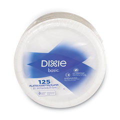 Dixie® Paper Dinnerware, Plates, White, 8.5" dia, 125/Pack