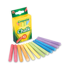 Crayola® Chalk, 3" x 0.38" Diameter, 6 Assorted Colors, 12 Sticks/Box