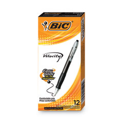 Velocity Easy Glide Ballpoint Pen, Retractable, Medium 1 mm, Black Ink, Translucent Black Barrel, Dozen