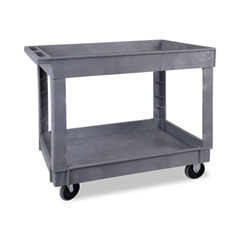 Boardwalk® Two-Shelf Utility Cart, Plastic, 2 Shelves, 300 lb Capacity, 24" x 40" x 31.5", Gray