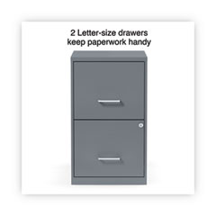 Alera® Soho Vertical File Cabinet, 2 Drawers: File/File, Letter, Charcoal, 14" x 18" x 24.1"