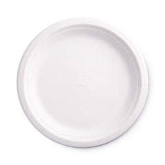 Eco-Products® Renewable and Compostable Sugarcane Plates, 9" dia, Natural White, 50/Packs
