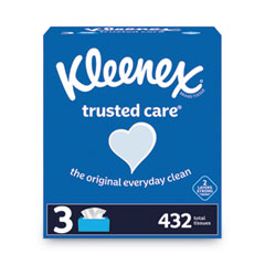 Kleenex® Trusted Care Facial Tissue, 2-Ply, White, 144 Sheets/Box, 3 Boxes/Pack, 12 Packs/Carton