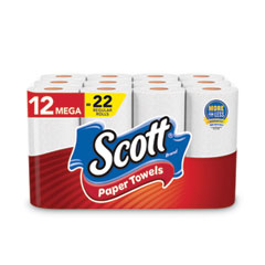 Scott® Choose-A-Sheet Mega Kitchen Roll Paper Towels, White, 1-Ply, 6.5 x 11, 102 Sheets/Roll, 12 Rolls/Pack