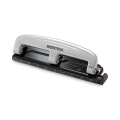 Bostitch® 12-Sheet EZ Squeeze Three-Hole Punch, 9/32" Holes, Black/Silver