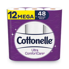 Cottonelle® Ultra ComfortCare Toilet Paper, Soft Tissue, Mega Rolls, Septic Safe, 2 Ply, White, 284 Sheets/Roll, 12 Rolls