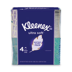 Kleenex® Ultra Soft Facial Tissue, 3-Ply, White, 65 Sheets/Box, 4 Boxes/Pack, 12 Packs/Carton