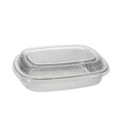 Pactiv Evergreen Classic Carry-Out Container, 46 oz, 9.75 x 7.75 x 1.75, Silver, Aluminum, 50/Carton