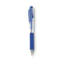 Pentel® WOW! Gel Pen, Retractable, Medium 0.7 mm, Blue Ink, Clear/Blue Barrel, Dozen