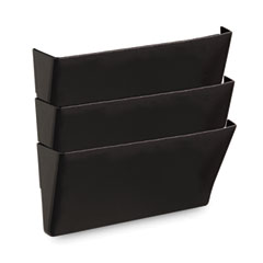 Universal® Wall File Pockets, 3 Sections, Letter Size,13" x 4.13" x 14.5", Black, 3/Pack
