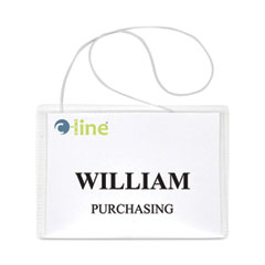 C-Line® Name Badge Kits, Top Load, 4 x 3, Clear, Elastic Cord, 50/Box
