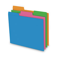 Pendaflex® Glow Poly File Folders, 1/3-Cut Tabs: Assorted, Letter Size, 0.75" Expansion, Assorted Colors, 12/Pack