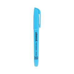 Universal™ Pocket Highlighters, Fluorescent Blue Ink, Chisel Tip, Blue Barrel, Dozen