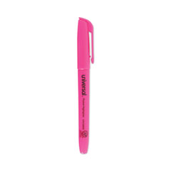 Universal™ Pocket Highlighters, Fluorescent Pink Ink, Chisel Tip, Pink Barrel, Dozen