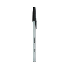 Universal™ Ballpoint Pen Value Pack, Stick, Medium 1 mm, Black Ink, Gray/Black Barrel, 60/Pack