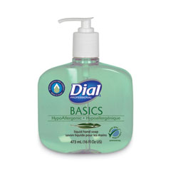 Dial® Professional Basics MP Free Liquid Hand Soap, Unscented, 16 oz Pump Bottle, 12/Carton