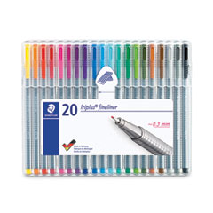 Staedtler® Triplus Fineliner Porous Point Pen, Stick, Extra-Fine 0.3 mm, Assorted Ink and Barrel Colors, 20/Pack