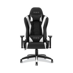 Emerge™ Vartan Bonded Leather Gaming Chair, Supports Up to 275 lbs, White/Black Seat, White/Black Back, Black Base