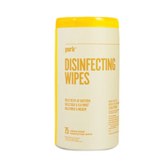 Perk™ Disinfecting Wipes, 7 x 8, Lemon, 75 Wipes/Canister, 6 Canisters/Carton