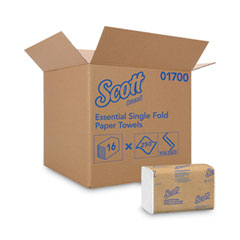 Scott® Essential Single-Fold Towels for Business, Absorbency Pockets, 9.3 x 10.5, 250/Pack, 16 Packs/Carton