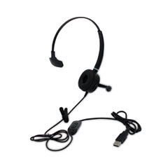 HS-WD-USB-1 Monaural Over The Head Headset, Black