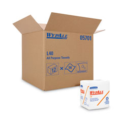 WypAll® L40 Towels, 1/4 Fold, White, 12 1/2 x 12, 56/Box, 18 Packs/Carton