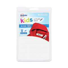 Avery® Avery Kids No-Iron Fabric Labels, 6 x 4, White, 15 Labels/Sheet, 3 Sheets/Pack
