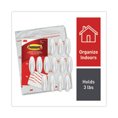 Command™ Designer Hooks, Medium, Plastic, 3 lb Capacity, White, 13 Hooks and 16 Strips/Pack