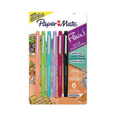Flair Scented Felt Tip Porous Point Pen, Stick, Medium 0.7 mm, Assorted Ink and Barrel Colors, 6/Pack