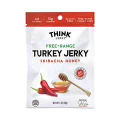 Think Jerky® Sriracha Honey Turkey Jerky, 1 oz Pouch, 12/Pack, Delivered in 1-4 Business Days