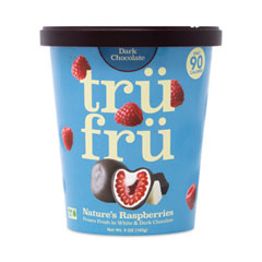Tru Fru Nature's Hyper-Chilled Raspberries in White and Dark Chocolate, 5 oz Cup, 8/Carton, Ships in 1-3 Business Days