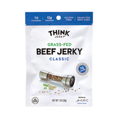 Think Jerky® Classic Beef Jerky, 1 oz Pouch, 12/Pack, Delivered in 1-4 Business Days