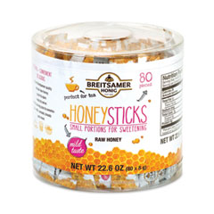 Breitsamer Honig Raw Honey Sticks, 0.28 oz, 80 Sticks/Tub, Ships in 1-3 Business Days