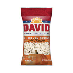 DAVID® Pumpkin Seeds, Original Flavor, 2.25 oz Bag, 12/Carton, Delivered in 1-4 Business Days
