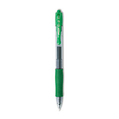 Pilot® G2 Premium Gel Pen, Retractable, Fine 0.7 mm, Green Ink, Smoke/Green Barrel, Dozen