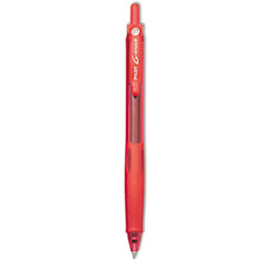 Pilot® G-Knock BeGreen Gel Pen, Retractable, Fine 0.7 mm, Red Ink, Red Barrel, Dozen