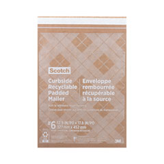 Scotch™ Curbside Recyclable Padded Mailer, #6, Bubble Cushion, Self-Adhesive Closure, 13.75 x 20, Natural Kraft, 50/Carton