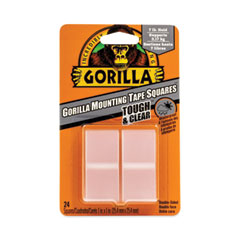 Gorilla® Tough and Clear Double-Sided Mounting Tape, Holds Up to 0.58 lb per Pair (Up to 7 lb per 24), 1" x 1", Clear, 24/Pack