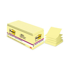 Post-it® Dispenser Notes Super Sticky Pop-up 3 x 3 Note Refill, Cabinet Pack, 3" x 3", Canary Yellow, 90 Sheets/Pad, 18 Pads/Pack