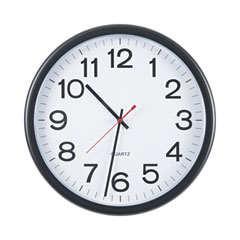 Universal® Indoor/Outdoor Round Wall Clock, 13.5" Overall Diameter, Black Case, 1 AA (sold separately)