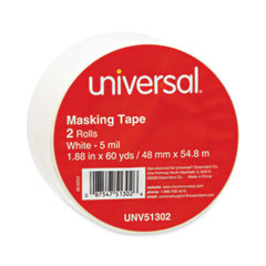 Universal® General-Purpose Masking Tape, 3" Core, 48 mm x 54.8 m, Beige, 2/Pack