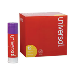 Universal® Glue Stick, 1.3 oz, Applies Purple, Dries Clear, 12/Pack