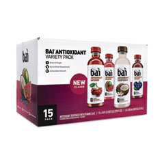 Bai Antioxidant Infused Beverage, Variety Pack, 18 oz Bottle, 15/Carton, Ships in 1-3 Business Days