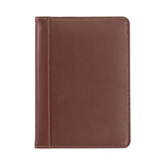 Samsill® Contrast Stitch Leather Padfolio, 6.25w x 8.75h, Open Style, Brown