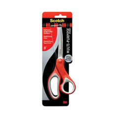Scotch® Multi-Purpose Scissors, 8" Long, 3.38" Cut Length, Gray/Red Straight Handle