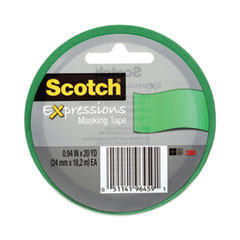 Scotch® Expressions Masking Tape, 3" Core, 0.94" x 20 yds, Primary Green