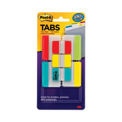 Post-it® Tabs Plain Solid Color Tabs Value Pack, (66) 1/5-Cut 1" Wide, (48) 1/3-Cut 2" Wide, Assorted Colors and Sizes, 114/Pack